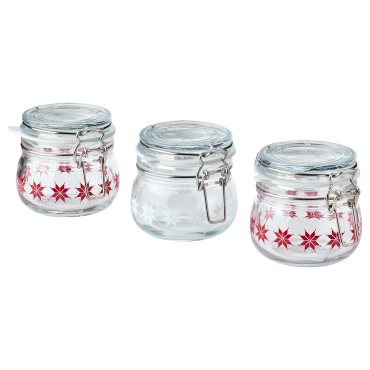 VINTER 2021, jar with lid/star pattern/3 pack, 13 cl, 304.983.24