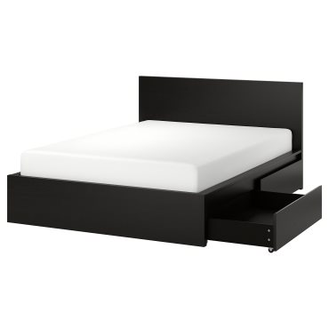 MALM, bed frame/high with 4 storage boxes, 160X200 cm, 390.192.25