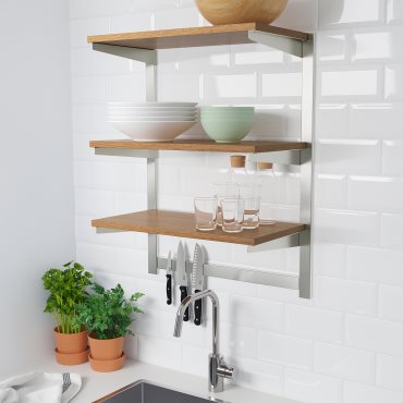 KUNGSFORS, suspension rail with shelf/magnet knife rack, 392.543.26