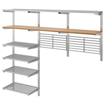 KUNGSFORS, suspension rail with shelves/wall grids, 493.083.62