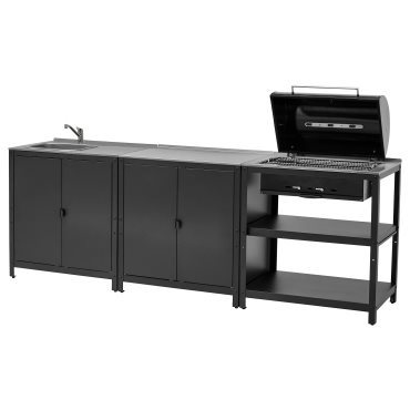 GRILLSKÄR, νεροχύτης κουζίνα/ψησταριά κάρβουνου/εξωτερικού χώρου, 258x61 cm, 494.962.97