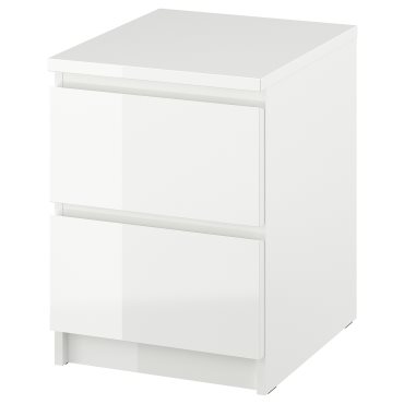 MALM, συρταριέρα με 2 συρτάρια/γυαλιστερό, 40x55 cm, 503.365.52