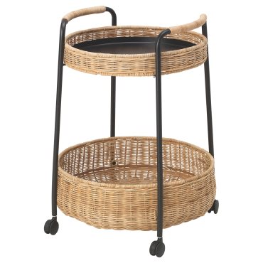 LUBBAN, trolley table with storage, rattan, 504.343.07