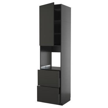METOD/KNIVSHULT, high cabinet for oven with door/2 drawers, 60x60x240 cm, 595.875.55