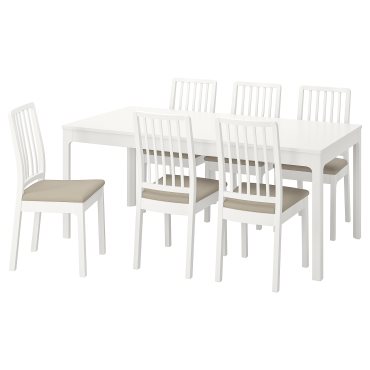 EKEDALEN/EKEDALEN, table and 6 chairs, 180/240 cm, 694.294.24