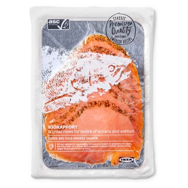 SJORAPPORT, cured cold smoked salmon/ASC certified/frozen, 250 g, 703.603.34