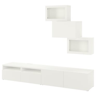 BESTÅ, TV storage combination/glass doors/drawers push open, 240x42x190 cm, 794.113.05