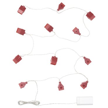 STRÅLA, lighting chain with built-in LED light source/12 lights/house/battery-operated, 805.626.85