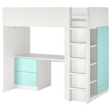 SMASTAD, loft bed with desk with 3 drawers, 90x200 cm, 894.374.18