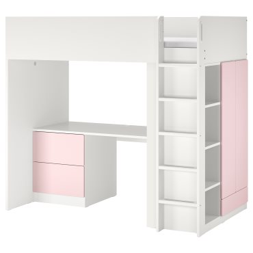 SMASTAD, loft bed with desk with 3 drawers, 90x200 cm, 894.374.23