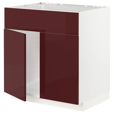 METOD, base cabinet for sink with 2 doors/front, 80x60 cm, 894.528.52