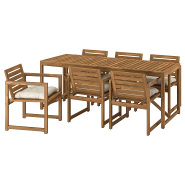 NÄMMARÖ, table with 6 chairs with armrests/outdoor, 200x75 cm, 895.752.78