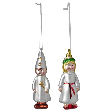 VINTERFINT, hanging decoration/Lucia procession/glass, set of 2, 905.303.83