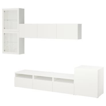 BESTÅ, TV storage combination/glass doors/drawers soft closing, 300x42x211 cm, 994.068.31