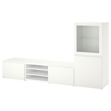 BESTÅ, σύνθεση αποθήκευσης TV/γυάλινες πόρτες, 240x42x129 cm, 994.217.23