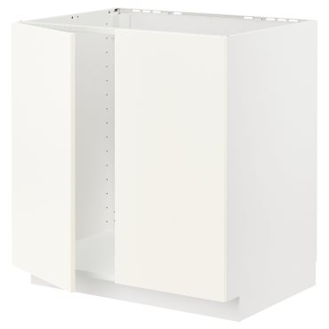 METOD, base cabinet for sink/2 doors, 80x60 cm, 995.071.37