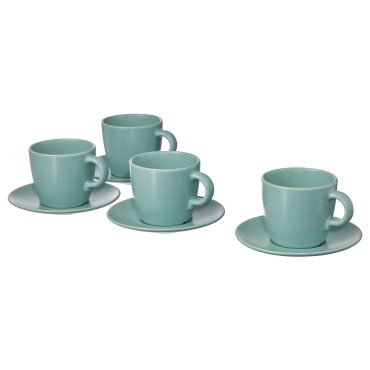 FÄRGKLAR, cup with saucer/matt, 4 pack, 25 cl, 004.818.29
