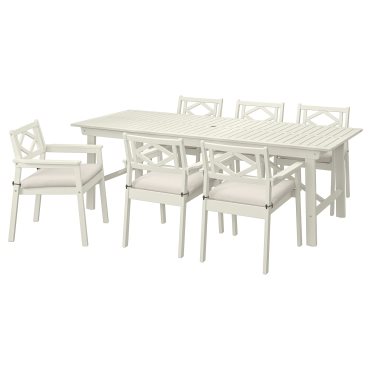 BONDHOLMEN, table/6 chairs with armrests, outdoor, 095.511.82