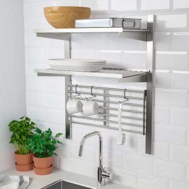 KUNGSFORS, suspension rail with shelf/wall grid, 192.543.32