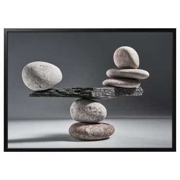 BJÖRKSTA, picture with frame/balanced rocks, 140x100 cm, 295.089.08