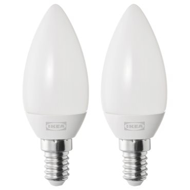 SOLHETTA, LED bulb E14 250 lumen/chandelier, 2 pack, 304.987.48