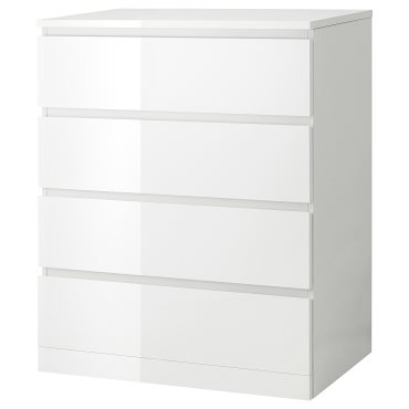 MALM, chest of 4 drawers/high-gloss, 80x100 cm, 504.240.54
