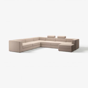JÄTTEBO, U-shaped sofa 7-seat with chaise longue/right with headrests, 695.106.12