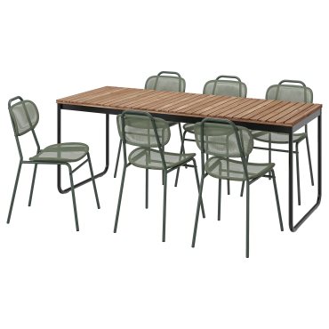 VÄSMAN/ENSHOLM, table extendable and 6 chairs/outdoor, 135/190x74 cm, 695.817.32