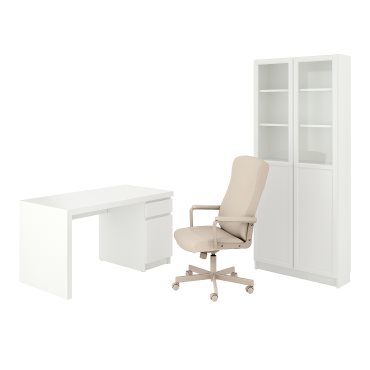 MALM/MILLBERGET/BILLY/OXBERG, desk and storage combination with swivel chair, 794.363.77