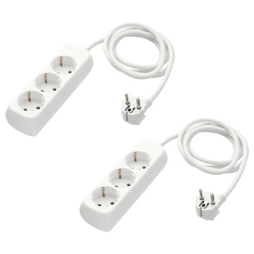 KOPPLA, 3-way socket earthed, 2 pack, 804.120.16
