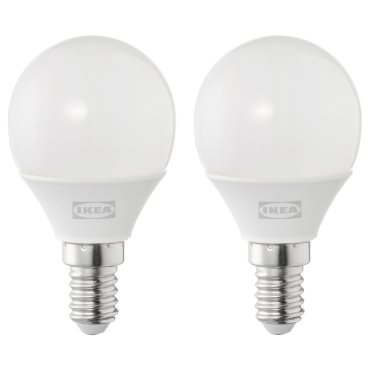 SOLHETTA, LED bulb E14 250 lumen/globe, 2 pack, 804.987.22