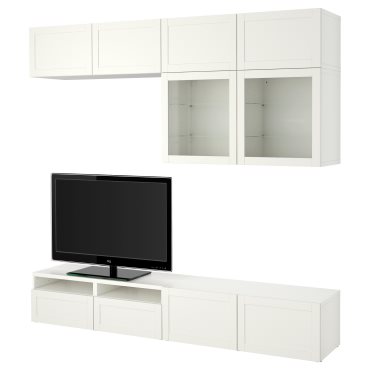 BESTÅ, TV storage combination/glass doors/drawers push open, 240x42x231 cm, 894.123.52