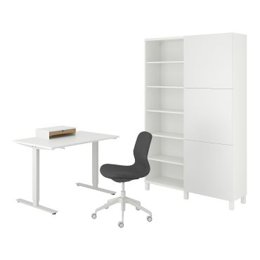 TROTTEN/LANGFJALL/BESTA/LAPPVIKEN, desk and storage combination with swivel chair, 994.365.88