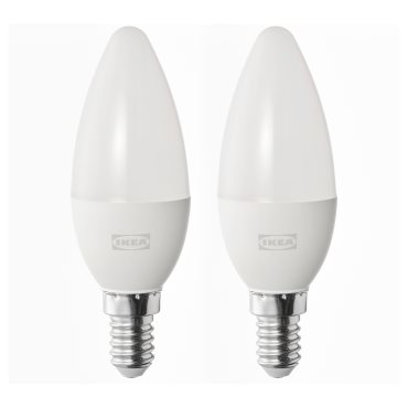 SOLHETTA, λαμπτήρας LED E14 470 lumen/κεράκι, 2 τεμ., 004.987.35