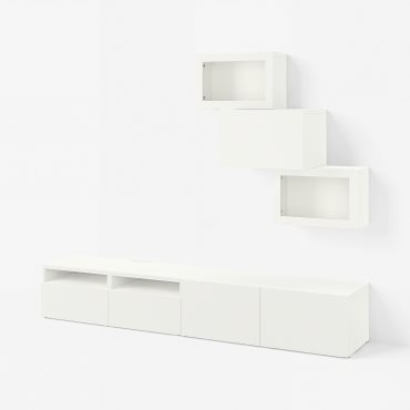 BESTÅ, TV storage combination/glass doors/drawers soft closing, 240x42x190 cm, 294.113.22