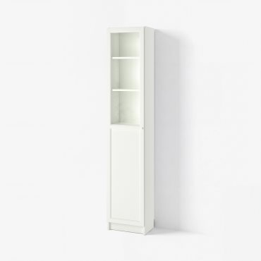 BILLY/OXBERG, bookcase combination with panel/glass doors, 40x30x202 cm, 392.874.21
