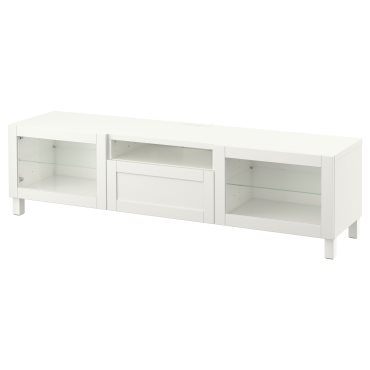 BESTÅ, TV bench with doors/drawer soft closing, 180x42x48 cm, 093.291.92