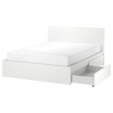 MALM, bed frame/high with 4 storage boxes, 160X200 cm, 999.316.11