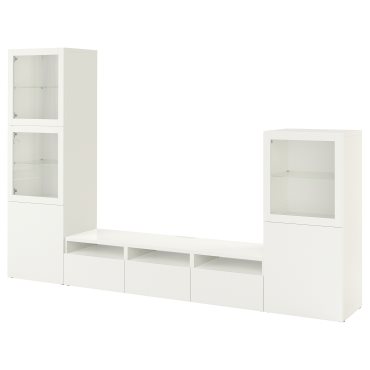 BESTÅ, TV storage combination/glass doors/drawers soft closing, 300x42x193 cm, 093.307.94