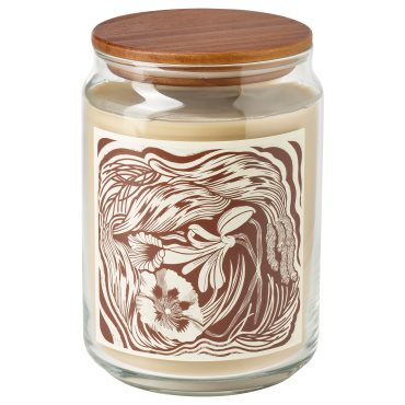 GLANSLIND, scented candle in glass with lid 2 wicks/smoky vanilla, 100 hr, 005.523.98
