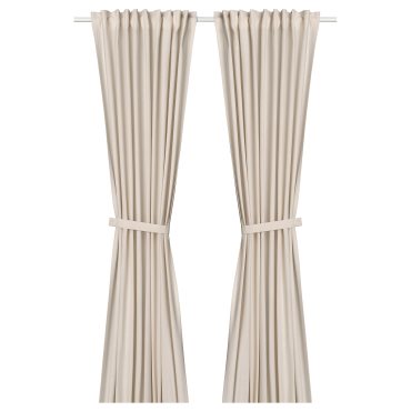 LENDA, curtains with heading tape and tie-backs/1 pair, 140x165 cm, 006.331.73