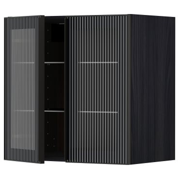 METOD, wall cabinet with shelves/2 glass doors, 60x60 cm, 094.907.30