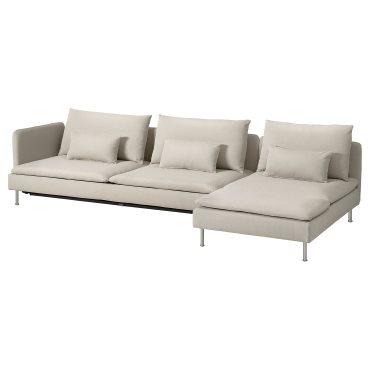SÖDERHAMN, 4-seat sofa-bed with chaise longue and open end, 096.162.68