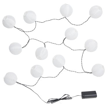 SOMMARLÅNKE, lighting chain with built-in LED light source/12 bulbs/outdoor/battery-operated, 105.438.03