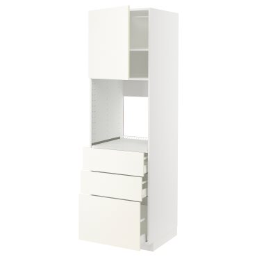 METOD/MAXIMERA, high cabinet for oven with door/3 drawers, 60x60x200 cm, 195.070.61