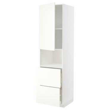 METOD/MAXIMERA, high cabinet for microwave with door/2 drawers, 60x60x220 cm, 195.074.57