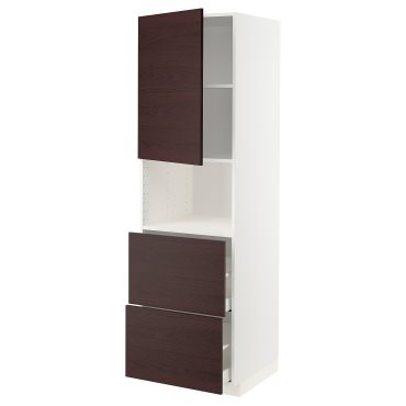 METOD/MAXIMERA, high cabinet for microwave with door/2 drawers, 60x60x200 cm, 294.603.98