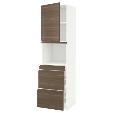 METOD/MAXIMERA, high cabinet for microwave combi with door/3 drawers, 60x60x220 cm, 294.690.87