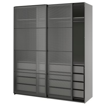 PAX/LUNDBRÄSMA, wardrobe with sliding doors, 200x66x236 cm, 296.179.07