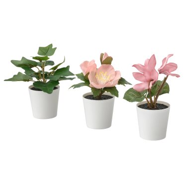 FEJKA, artificial potted plant with pot set of 3/In/outdoor, 6 cm, 305.228.85